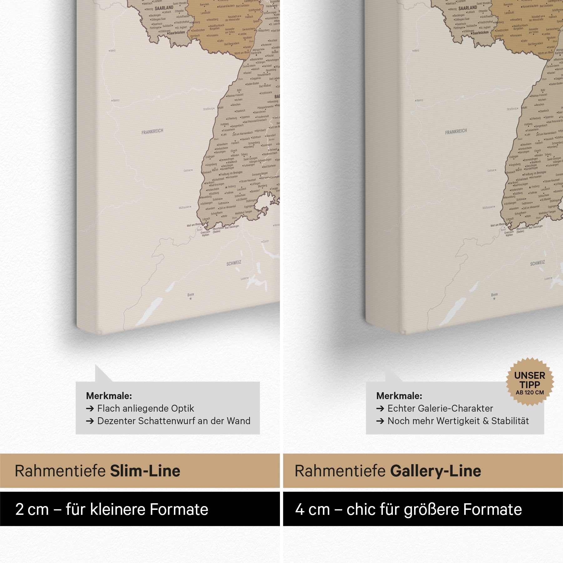 Pinnwand Deutschlandkarte In 40x60 Cm – Deine Reisen & Erinnerungen Auf Leinwand Gepinnt