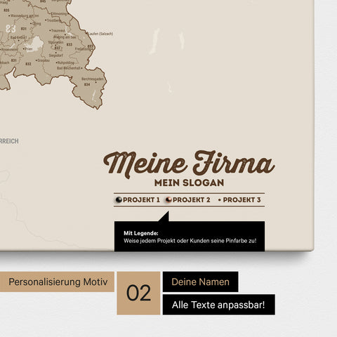Deutschland-Karte PLZ® (Postleitzahlen 1-2-3-stellig) Pinn-Leinwand – Desert Sand