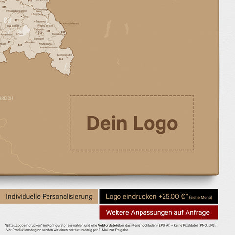 Carte d'Allemagne PLZ® (Codes postaux à 1-2-3 chiffres) Carte à épingles – Or Trésor