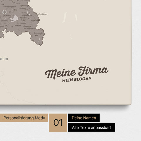 Germany Map ZIP® (ZIP-Codes 1-2-3-digit) Push Pin Canvas – Warmgray