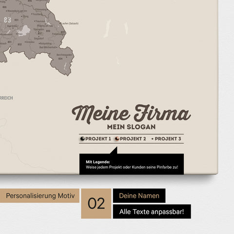 Germany Map ZIP® (ZIP-Codes 1-2-3-digit) Push Pin Canvas – Warmgray