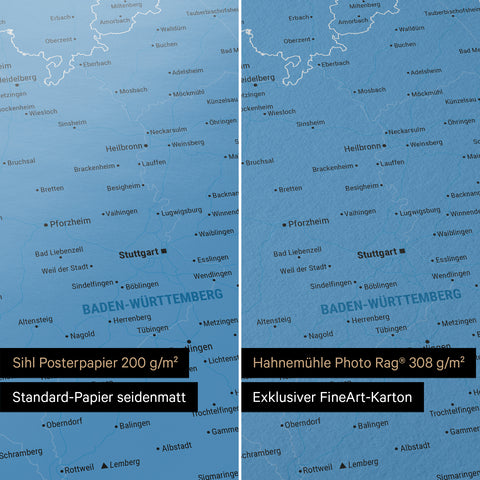 Deutschland-Karte TRAVEL® Premium Poster – Blau