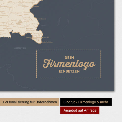 Deutschland-Karte als Poster in Hale Navy mit Eindruck eines Firmenlogos