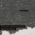 Ausschnitte einer Deutschlandkarte mit Bayern als Poster in Light Gray mit Bergen, Seen und 2.500 Orten