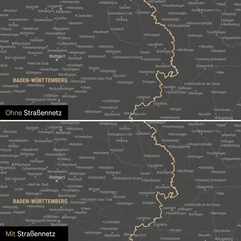 Deutschland-Karte Poster in Light Gray wahlweise mit oder ohne Straßennetz