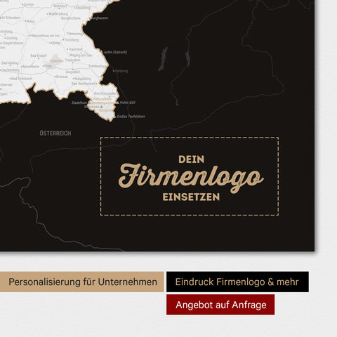 Deutschland-Karte als Poster in Schwarz-Weiss mit Eindruck eines Firmenlogos