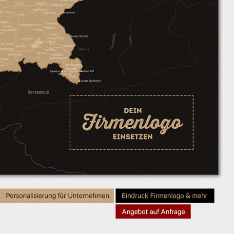 Deutschland-Karte als Poster in Sonar Black mit Eindruck eines Firmenlogos
