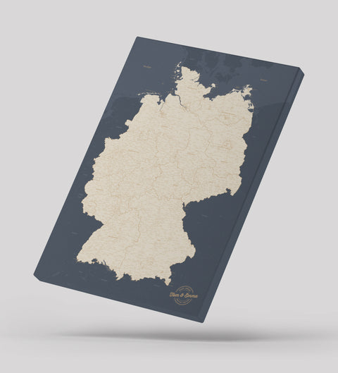 Deutschlandkarte in Dunkelblau als Pinn-Leinwand