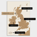 Vielfältige Konfigurationsmöglichkeiten einer England-Karte in Bronze