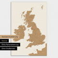 Neutrale Ausführung einer England-Karte in Farbe Bronze ohne Personalisierung