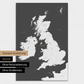 Neutrale Ausführung einer England-Karte in Farbe Dunkelgrau ohne Personalisierung