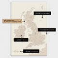 Vielfältige Konfigurationsmöglichkeiten einer England-Karte in Gold