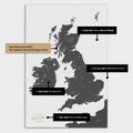 Vielfältige Konfigurationsmöglichkeiten einer England-Karte in Light Gray
