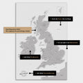 Vielfältige Konfigurationsmöglichkeiten einer England-Karte in Hellgrau
