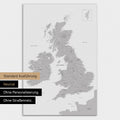 Neutrale Ausführung einer England-Karte in Farbe Hellgrau ohne Personalisierung