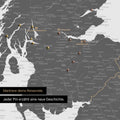 Detail of an England & Great Britain map as a Light Gray pinboard canvas with a map section of Scotland