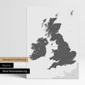 Neutral Version of an England & Great Britain map in Light Gray without personalization