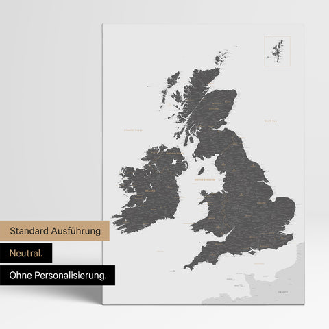 Neutral Version of an England & Great Britain map in Light Gray without personalization