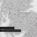 Detail of an England & Great Britain map as a colored pin canvas in Multicolor Gray with a map section of Scotland