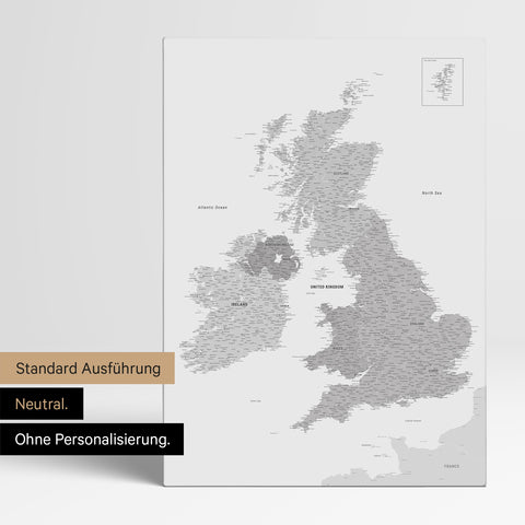 Neutral Version of an England & Great Britain map in Multicolor Gray without personalization