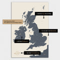 Vielfältige Konfigurationsmöglichkeiten einer England-Karte in Navy Light