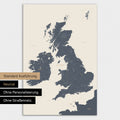 Neutrale Ausführung einer England-Karte in Farbe Navy Light ohne Personalisierung
