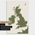 Neutrale Ausführung einer England-Karte in Farbe Olive Green ohne Personalisierung