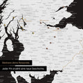 Detail of an England & Great Britain map as a black-and-white pin canvas featuring a map section of Scotland