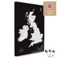 England & Great Britain map with Ireland in black and white as a Push Pin Map canvas for pinning and marking travel destinations