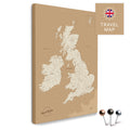 Map of England, Great Britain & Ireland in Treasure Gold as a Push Pin Map canvas for pinning and marking travel destinations