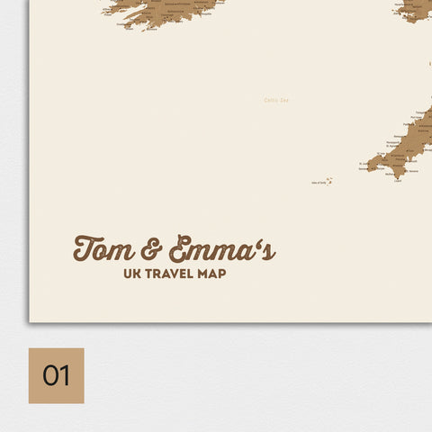 England (Great Britain) & Ireland map TRAVEL® Premium Poster – in 21 colors