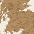 Detail of an England map as a poster featuring a map section of Scotland