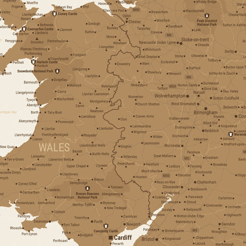 Section of a map of Wales and England as a poster