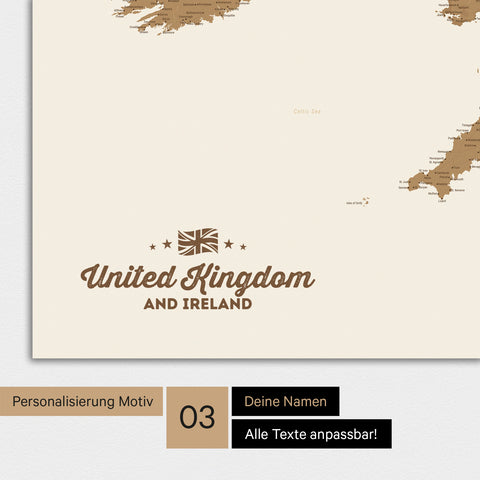 England-Karte TRAVEL® Premium Poster – in 21 Farben