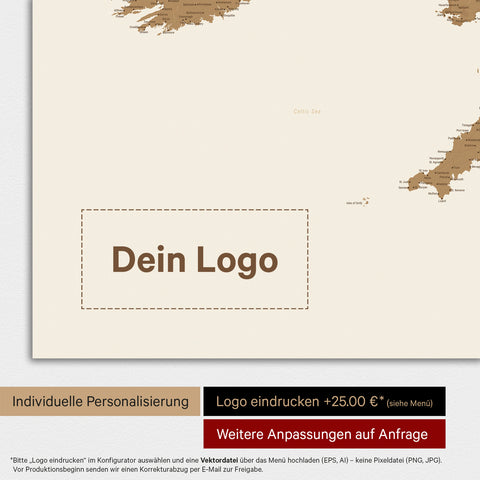 England-Karte TRAVEL® Premium Poster – in 21 Farben