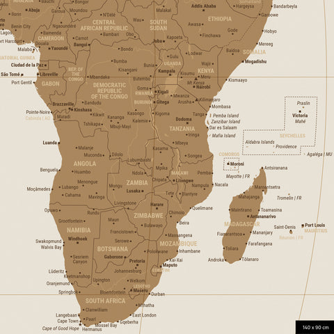 Weltkarte EQUAL EARTH Pinn-Leinwand – Bronze