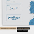 Europa Landkarte Pinnwand in Blau mit Eindruck eines Firmenlogos für Unternehmen
