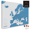 Europakarte in Blau als Leinwand zum Pinnen von Reisen und Orten