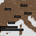 Highlights der Europa Landkarte in Braun zeigen sehr detaillierte Ausschnitte mit Nationalparks, Bergen und Flüssen