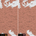 Europa Landkarte Design in Kupfer optional in deutscher oder englischer Sprache