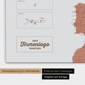 Europa Landkarte Pinnwand in Kupfer mit Eindruck eines Firmenlogos für Unternehmen