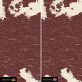 Europa Landkarte Design in Mulberry Red optional in deutscher oder englischer Sprache