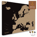 Europakarte in Sonar Black (Schwarz-Gold) als Leinwand zum Pinnen von Reisen und Orten
