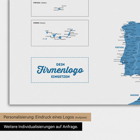 Magnetische Europa-Karte TRAVEL® Magnetboard – Ocean Blue