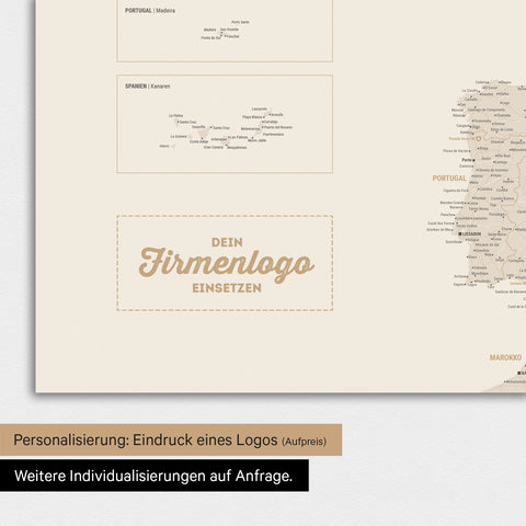 Magnetische Europa-Karte TRAVEL® Magnetboard – Gold