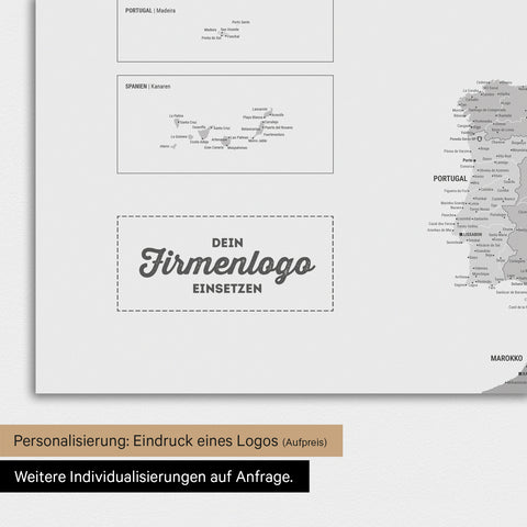 Magnetische Europa-Karte TRAVEL® Magnetboard – Multicolor Gray