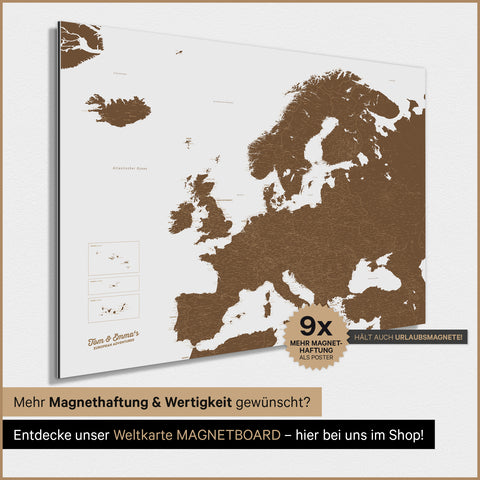 Europe Map TRAVEL® Magnetic Poster – Brown