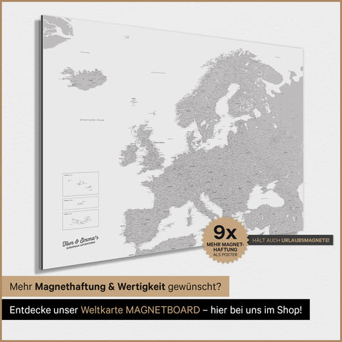 Europe Map TRAVEL® Magnetic Poster – Coolgray