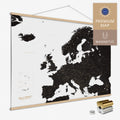 Magnetische Europakarte Magnet-Poster in der Farbe Light Black in modernem, minimalistischen Design zum Pinnen und Markieren von Reisezielen kaufen