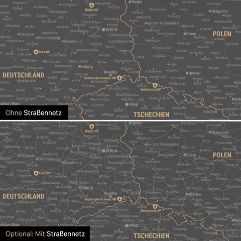 Neutrale und schlichte Ausführung einer Europakarte als Magnet-Poster in Light Gray